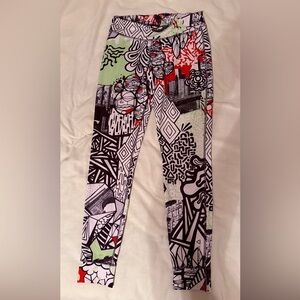 Reebok Red and Black Graphic Leggings